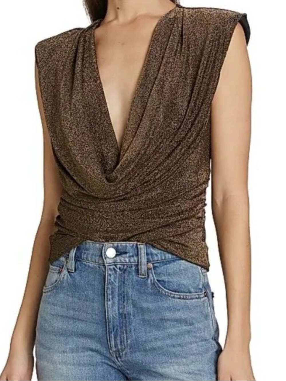 Ramy Brook Consuela Draped Metallic Cowl Neck Top $245
Size S